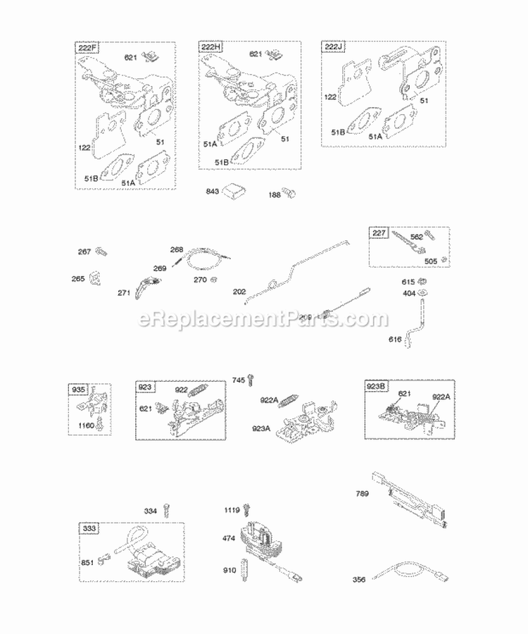 Controls Flywheel Brake Governor Spring Ignition Diagram and Parts List for 128602-0339-E1  Briggs and Stratton Engine